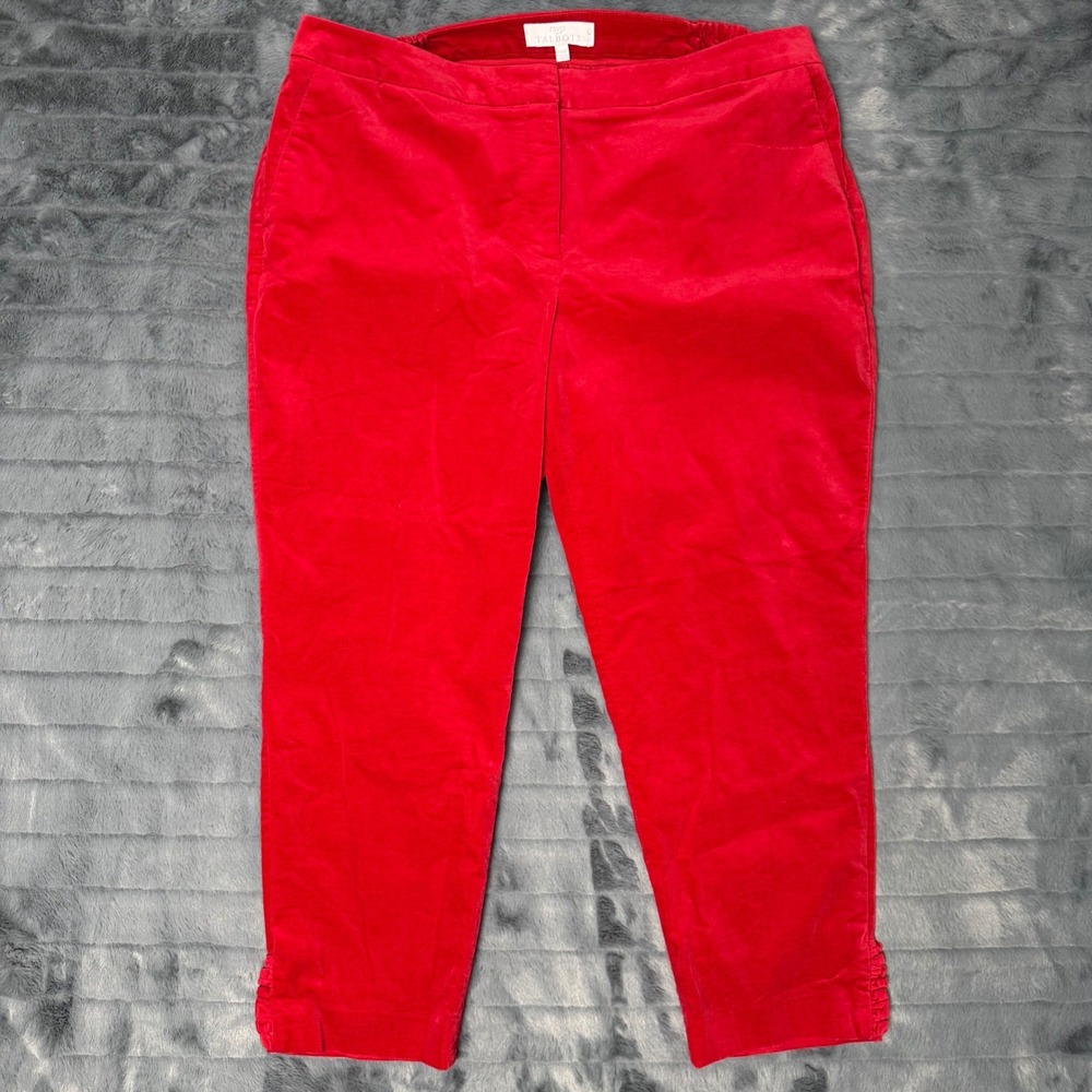 RSVP by Talbots Red Velvet Ankle Pants Womens 18WP Petite Holiday Festive Ruched